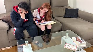 Fucked my horny redhead skinny step-sis in school uniform