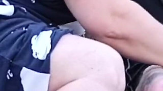 Stepmom in a Park Fingering My Dick on a Bench