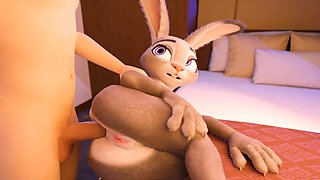 Judy Hopps gets her cute butt filled in this wild cartoon scene