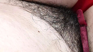 Horny Latina MILF with big tits and hairy pussy fingers herself to orgasm - Amateur wife masturbating