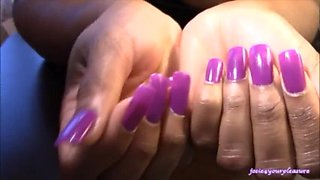 Long Nails: Violet Vibes and Lotion