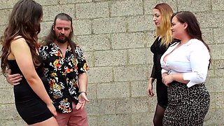 CFNM classy Brit sluts suck in group BJ