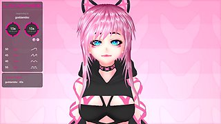 Pink vtuber MokyMoo has fun with her new sex toys during a stream