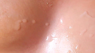 327. Nude Breasts, Oil and Cum. Greedy Hands Stroke the Body.