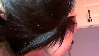 Brunette Slut Gives Blowjob To Big Cock Outdoors