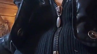 Milfycalla- a Lot of Cum on My Black Down Jacket and Black Leather Leggings 216