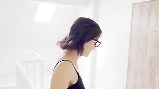 Nerdy Brunette Takes Rough POV Cream Pie