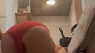 MILF in Red Panties in the Kitchen