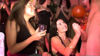 Cute stripper gets his penis delighted by several honeys