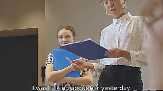 VIP4K. Sexy boss knows how to satisfy her assistant and new office worker