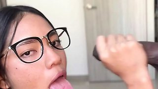 Blowjob pov with cute girl with glasses -amateur couple- nysdel