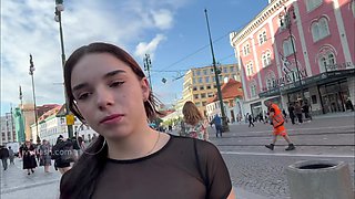 Prague's Public Cumwalk Passion Sparks Wild Sensual Blowjob Heat