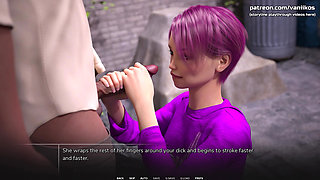 Pink Hair Skinny Teen with Hot Small Tits Outdoor Handjob & Blowjob - Taboo University(steam Game) - Part 21