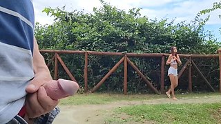 Risky Handjob On The Street And The Redhead Caught Me!