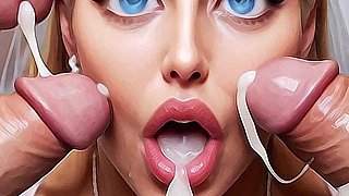 Sexwife Bride Sex in Bukkake Wedding Party.bride Curvy Woman with Big Tits, Big Dick,cumshot, Cuckold, Bukkake