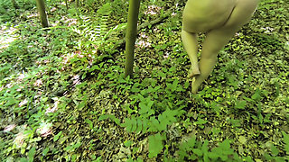 Completely naked through the woods - ass, tits, cunt pounded