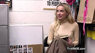 mom busted with stolen dildos gets on knees