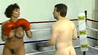 nude male vs female mixed naked boxing as with face punches