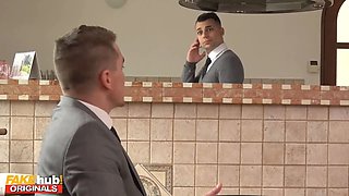 Fakehub - horny step mommy tempts dude step son in front of new hubby and lures him to bath porno having numerous orgasms on his petite boner