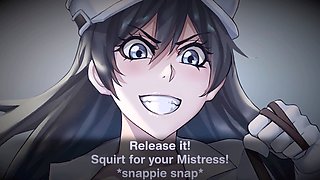 Hentai dominatrix gives jerk off instructions and teases with her feet in anime style