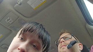 Giving dad some head on the road