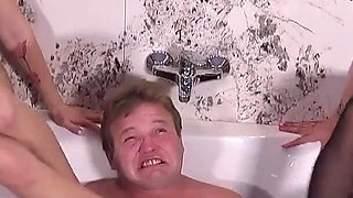 Double Piss Action for Our Horny Fat Slave