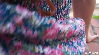 Blonde czech exhibitionist juggles her brilliant ass on a big-dick