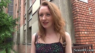 German Scout - Petite teen redhead Emma anal sex at casting