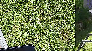 Beautiful MILF in Sexy White Lingerie Gets Fucked Doggystyle Outside and Cums on Her Big Ass