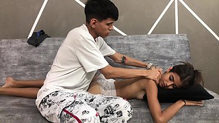 Stepsister with a skinny body gets destroyed by his huge cock