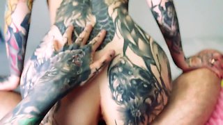 Tattooed Alt Girl With Pink Hair Begs Daddy For Cum In Sloppy Blowjob
