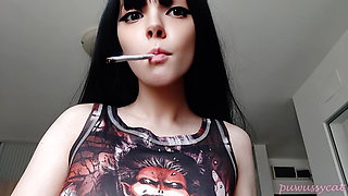 Goth Girl Smoking CLOSE UP (ask me for full vid)