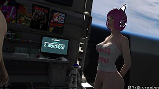 Nexus 3: Orbit Episode 5. Cute japanese anime catgirl gets fucked on a space station