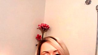 Big Boobed Blonde Masturbates With A Dildo In The Bathroom