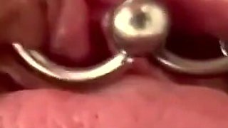 Extreme Close Up Rubbing My Pierced Clit by MakeUp Brush and Huge Orgasm make me completely Wet my Pussy