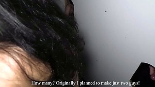 Glory hole blowjob busty amateur blonde fucking in stall