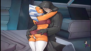 Purity Sin shares a passionate kiss in a Star Wars anime adventure