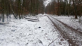 Beating Her Pussy in the Snow