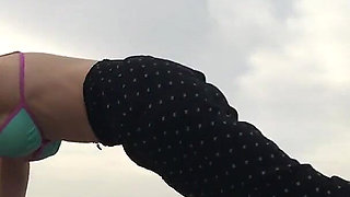 Beach Yoga in Bikini Top