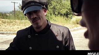 Awesome busty doll Richelle Ryan nailed by two huge sausages