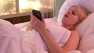 Russsian platinum-blonde eats classmate, fucked by orgy,