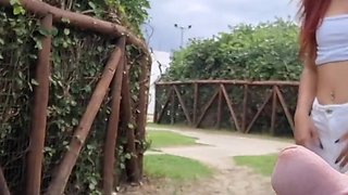 Masturbating Outdoors for Hot Redhead Who Liked It