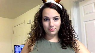 Delightful camgirl flashes her big hooters and marvelous ass