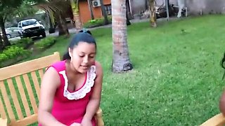 Sexy Latina babe flashing panties in upskirt tease