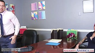 Pink haired office babe Anna Bell Peaks fucking
