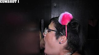 Kali Danes gets her big natural tits banged through a gloryhole.