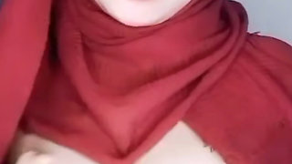 Long Time No See with My Girlfriend Hijab Big Natural Breasts Horny Plug Pussy