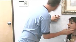 Sweet Brunette Secretary Nadia Styles Blowjob and Pussy Eating in High Heels