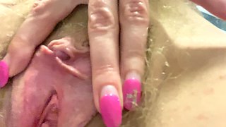 Pissing, Pee, Farting and Very Sexy Close up Hairy Pussy Gape