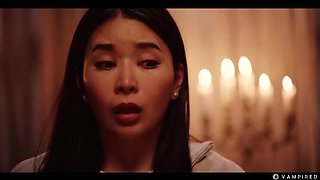 Hot Japanese Vampire Lesbian Sex - Rikako Katayama Dominated by Nerdy Leana Lovings in Gothic Horror Fuck